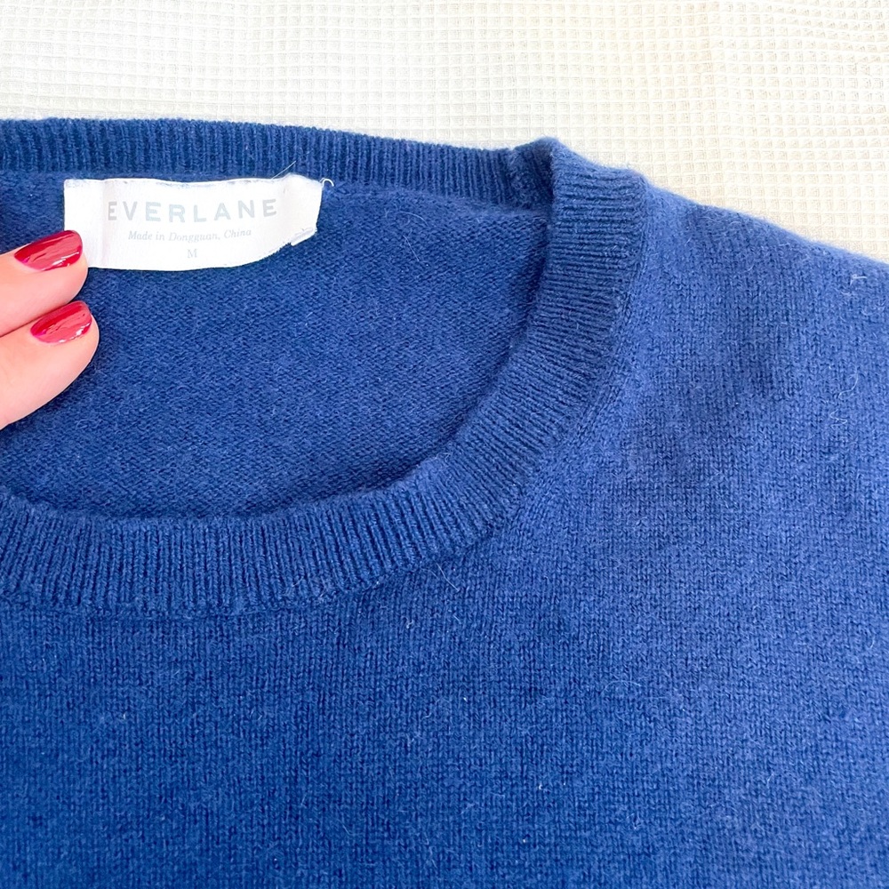 Everlane Blue 100% Cashmere Crewneck Sweater